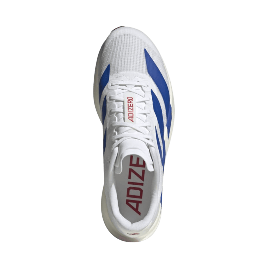 adidas Men's Adizero Evo SL Cloud White/Royal Blue/Pure Ruby / 13 adidas Men's Adizero Evo SL Cloud White/Royal Blue/Pure Ruby / 13