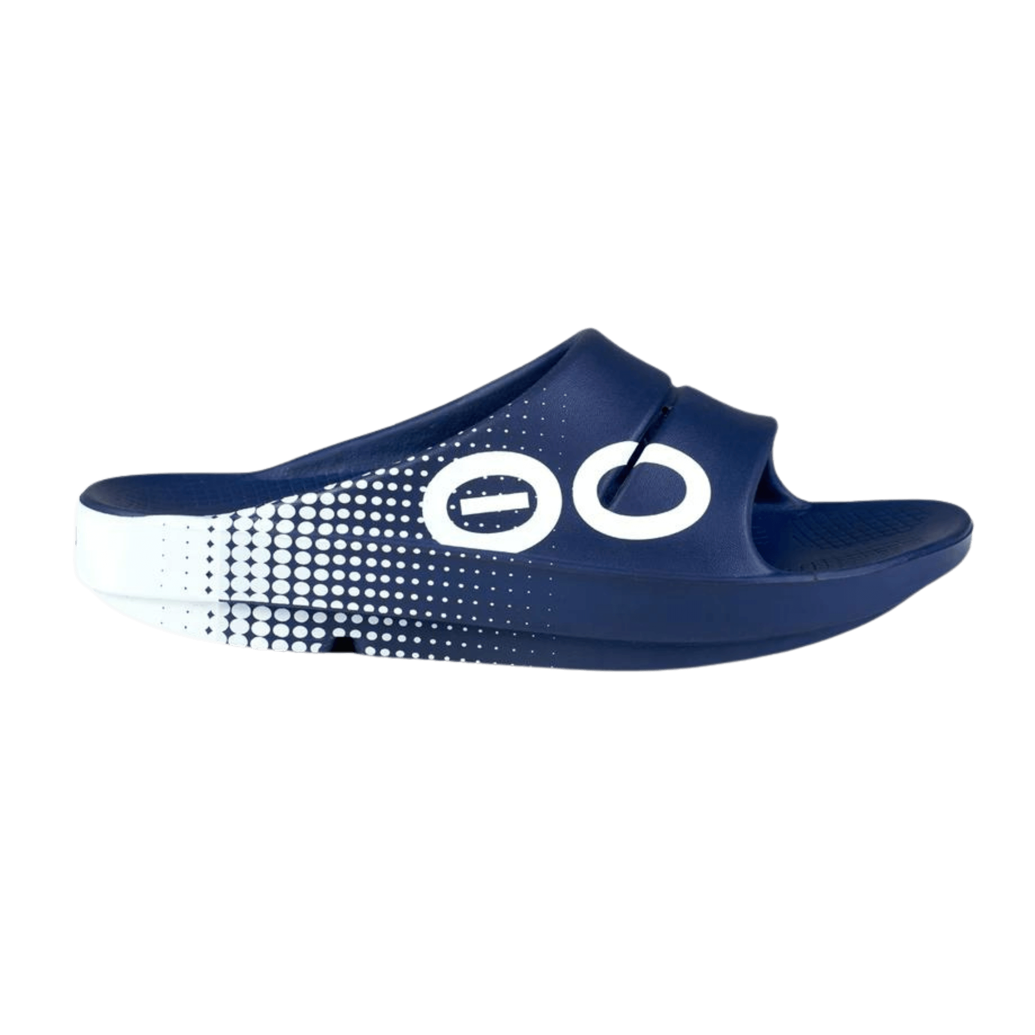 LukesLockerDallasFortWorth_OOFOS1500MATRIXNAVY_Unisex_OOAHHSPORTSLIDE_MatrixNavy